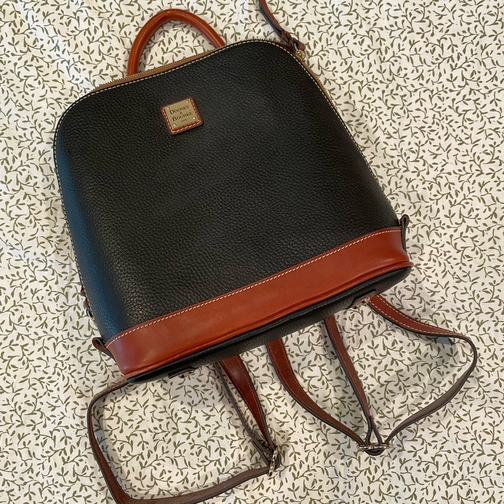 Dooney & Bourke Black and Tan Leather Backpack